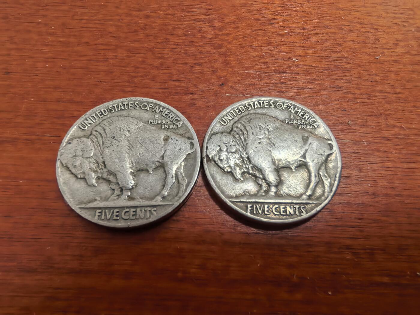 长老汇蛇年精选第七十五场拍卖 1936美国印第安水牛5分镍币2枚，年代和字迹清楚，克书60分25美金