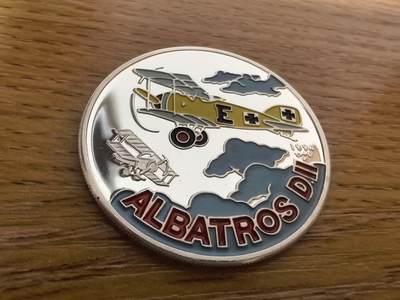 长老汇蛇年精选第七十五场拍卖 - 1994古巴一战战斗机系列英国的信天翁2号战斗机10比索彩色珐琅质精制银币，20克999银