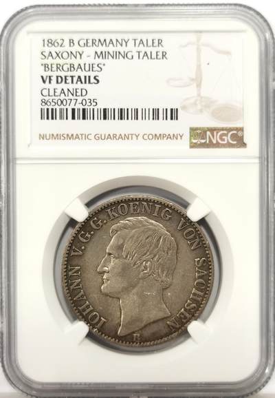博洋堂世界钱币拍卖第147期（全场包邮） - NGC VF 德国萨克森1862年矿业纪念1泰勒