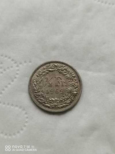 外国钱币 - 69年瑞士1/2法郎
