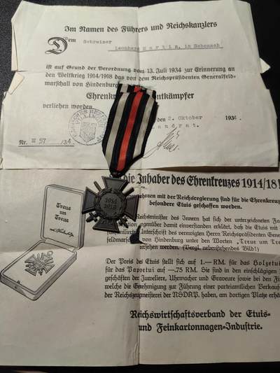 靖甫拍卖第十一场 - 德国兴登堡十字奖章带证