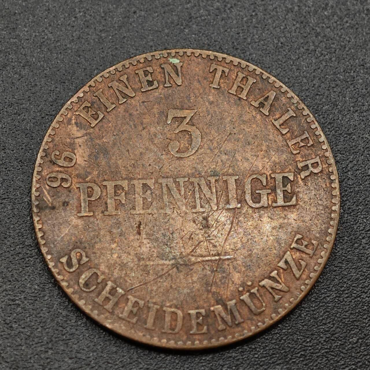 【淘币小摊】实时拍第八百零一拍   散币场   满百包邮可预留二周 每周一统一发货   德国安哈尔特1840年3芬妮铜币