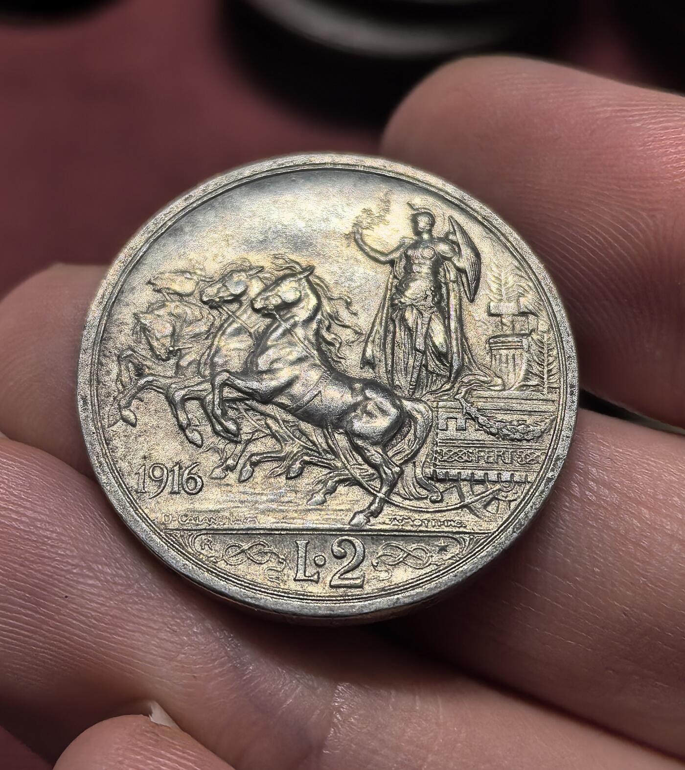 南宋泉阁俄币 外币 国币 专场第十九期 【送拍无额外佣金】 意大利 1914年 2里拉 马车银币 光度很好 美品