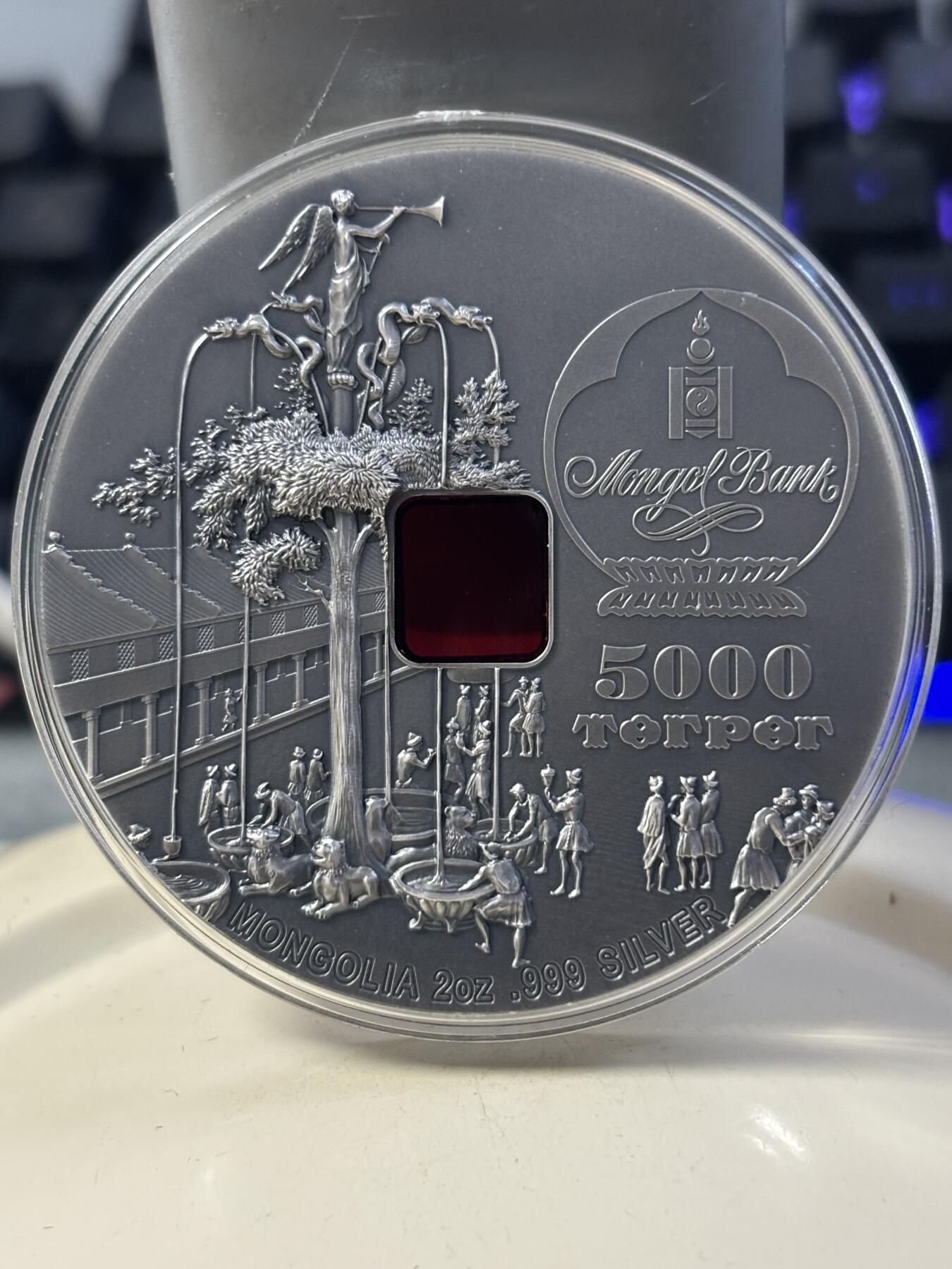 第182期拍卖 蒙古2020年成吉思汗定都哈剌和林800周年2盎司银币，999银，发行量800枚