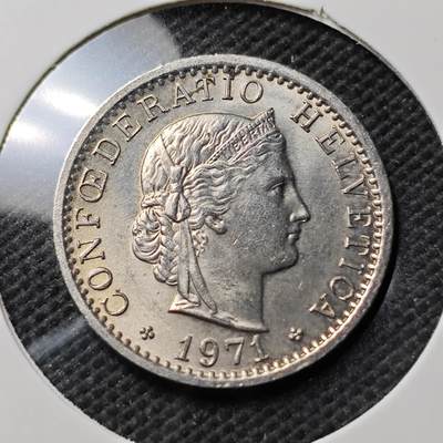 KK钱币收藏小铺  第374场  2月预留时间 周末发货 -  1971瑞士20分