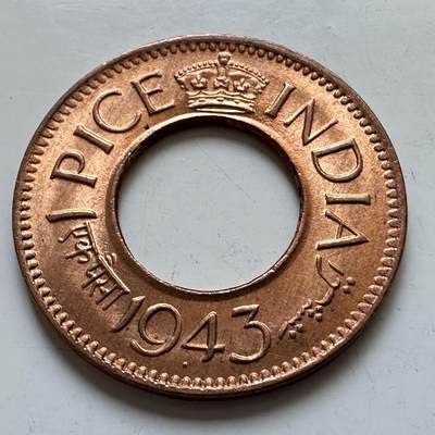 🌹外币初藏🌹🐯2025年第130场  每周二四六晚8️⃣点 接代拍 - 印度1943年1派沙 原光品d