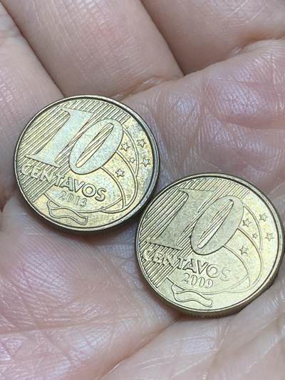 2025年第一百三十一场(总第一百五十七场）外国好品纸夹散币场(免佣金) - 巴西🇧🇷2枚：2009年2013年10分(最新套第三版，面值字母T一半在条纹内)
