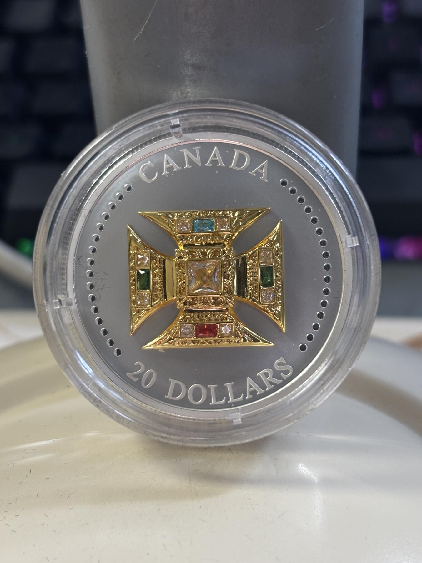 第182期拍卖 加拿大2023年爱德华皇冠镶嵌水晶1盎司纪念银币，9999银，发行6000枚