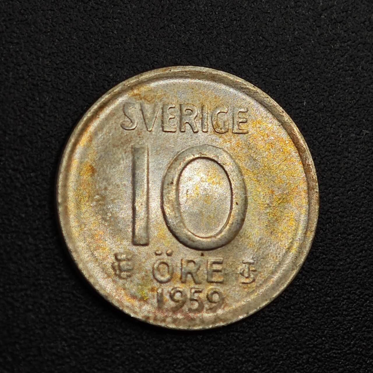 【淘币小摊】实时拍第八百零一拍   散币场   满百包邮可预留二周 每周一统一发货   瑞典1959年10欧尔银币