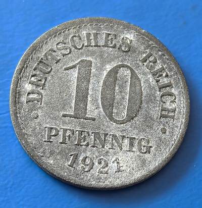 外国优质老铜币银币，周六九点倒数截拍，满百包邮，可寄存半年，喜欢朋友微信扫描二维码可直接参拍 - 德国1921年10芬尼