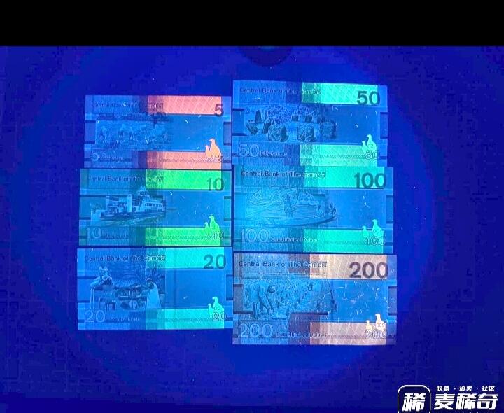 全新冈比亚2019年A冠5、10、20、50、100、200达拉西靓品纸币6枚一组