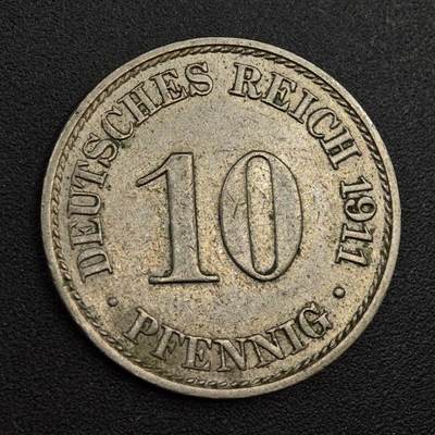 【淘币小摊】实时拍第八百零一拍   散币场   满百包邮可预留二周 每周一统一发货   - 德国1911年10芬妮镍币