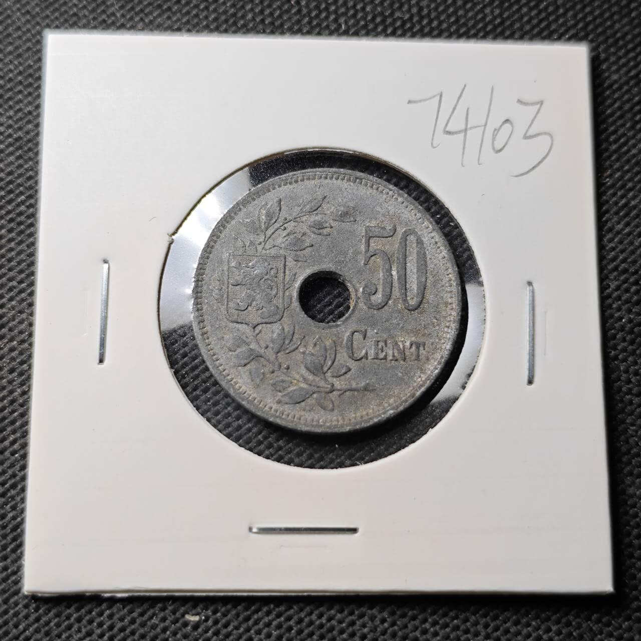 KK钱币收藏小铺  第374场  2月预留时间 周末发货  1918德占比利时50分