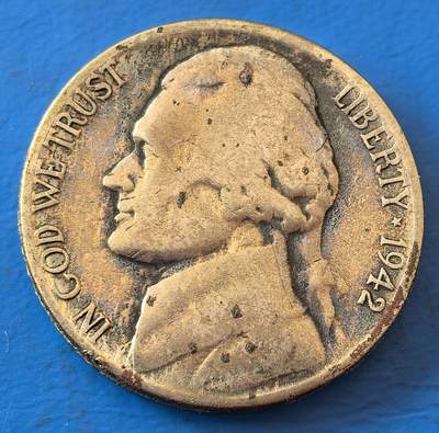 外国优质老铜币银币，周六九点倒数截拍，满百包邮，可寄存半年，喜欢朋友微信扫描二维码可直接参拍 - 美国1942年5分银币S版