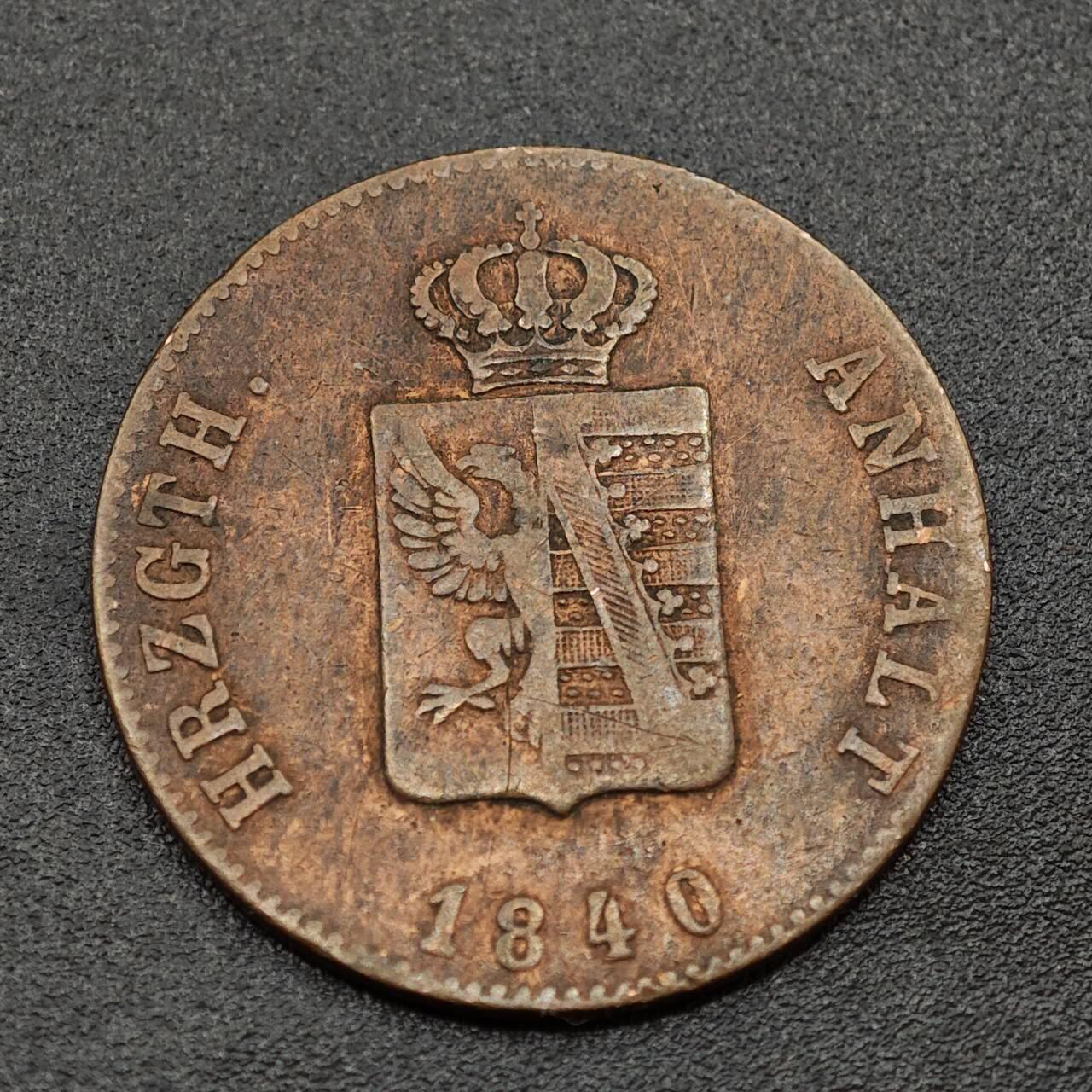 【淘币小摊】实时拍第八百零一拍   散币场   满百包邮可预留二周 每周一统一发货   德国安哈尔特1840年3芬妮铜币