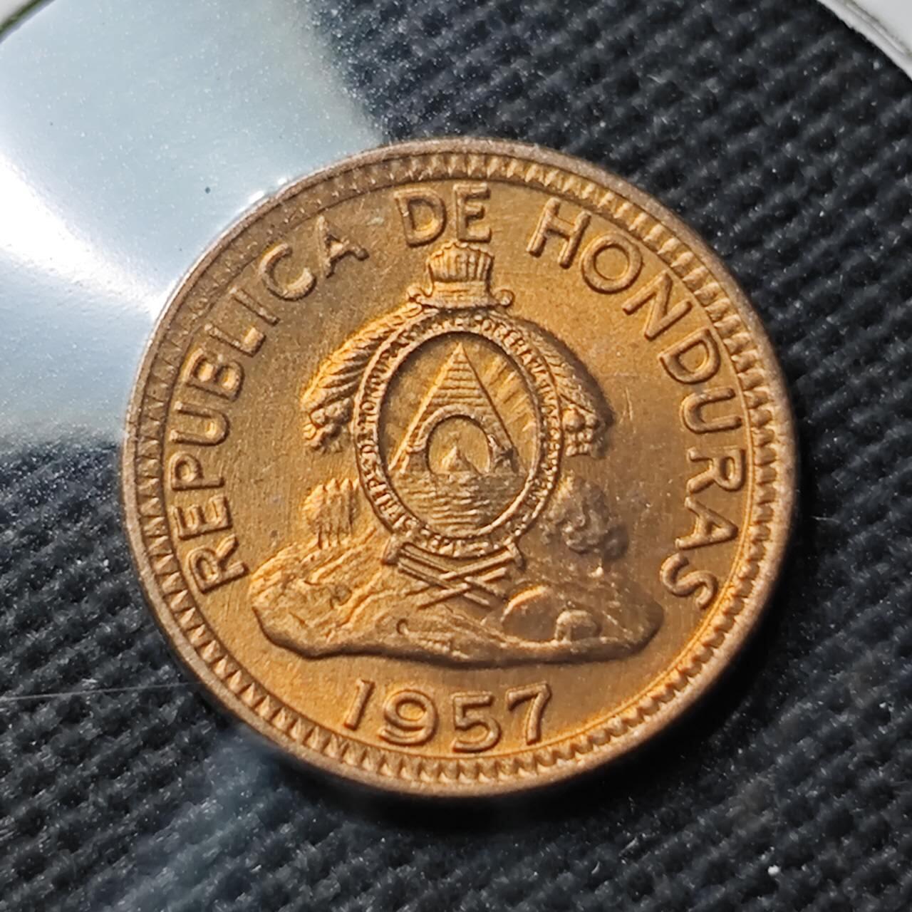 KK钱币收藏小铺  第374场  2月预留时间 周末发货  1957洪都拉斯1分铜币 好品