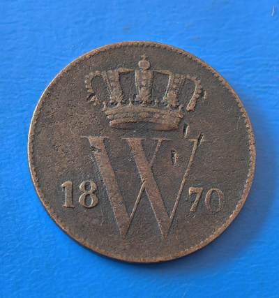 外国优质老铜币银币，周六九点倒数截拍，满百包邮，可寄存半年，喜欢朋友微信扫描二维码可直接参拍 - 荷兰1870年1分