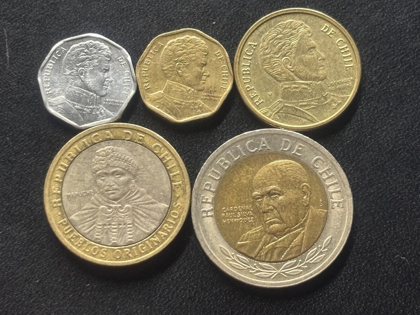 邮泉阁限时拍卖第三十六场 美洲硬币专场（硬币在国外。请付邮费6元。） 智利5枚