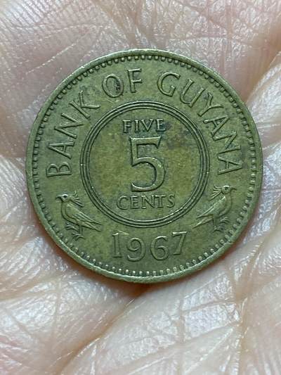 2025年第一百三十一场(总第一百五十七场）外国好品纸夹散币场(免佣金) - 圭亚那🇬🇾1967年5分(独立后第一套，首发年)