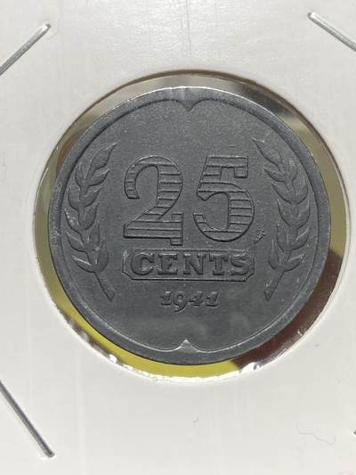 2025年第一百三十一场(总第一百五十七场）外国好品纸夹散币场(免佣金) - 好品–荷兰🇳🇱1941年25分(威廉明娜女王，二战德国占领时期)