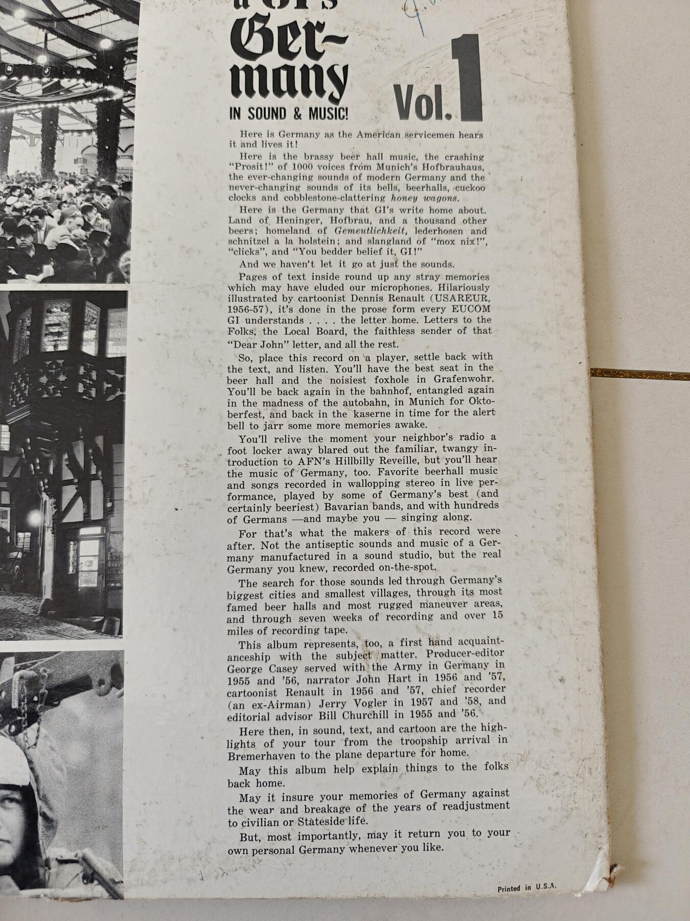 老王徽章第164期  美国“AGI's Germany! IN SOUND & MUSIC!”黑胶唱片      该唱片由美国陆军、美国空军和德国人民合作录制。 它是在德国当地现场录制的，包括柏林、法兰克福、斯图加特、慕尼黑等多个地点。