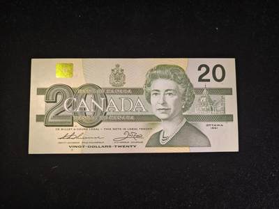 加拿大 首签首发冠 20元 1991年 P-58a 全新无折 非绝品 - 加拿大 首签首发冠 20元 1991年 P-58a 全新无折 非绝品