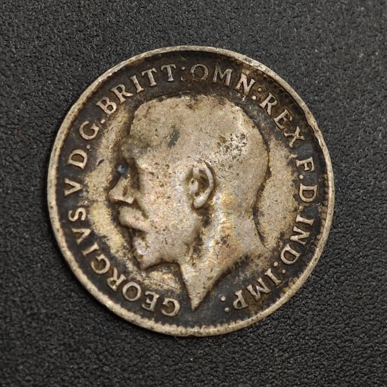 【淘币小摊】实时拍第八百零一拍   散币场   满百包邮可预留二周 每周一统一发货   英国1916年乔治五世3便士银币