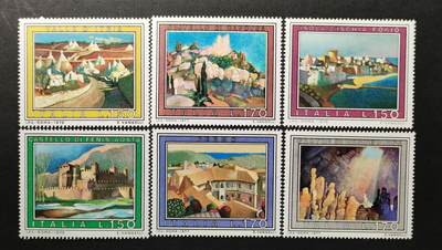 嘉禾收藏    【第384期】            无佣金、可寄存、满30元包邮 - 意大利邮票，1976.77年旅游风光 自然遗产邮票2套6全