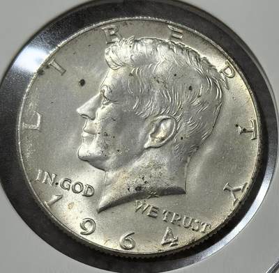 外国优质老铜币银币，周六九点倒数截拍，满百包邮，可寄存半年，喜欢朋友微信扫描二维码可直接参拍 - 好品带光美国1964年50分银币