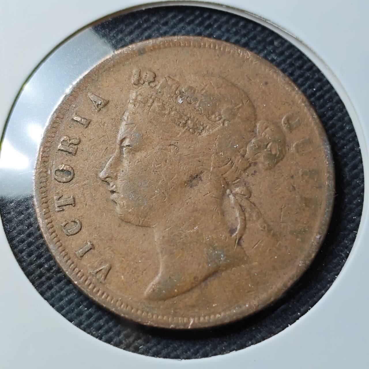 KK钱币收藏小铺  第374场  2月预留时间 周末发货  1876英属海峡1分铜币