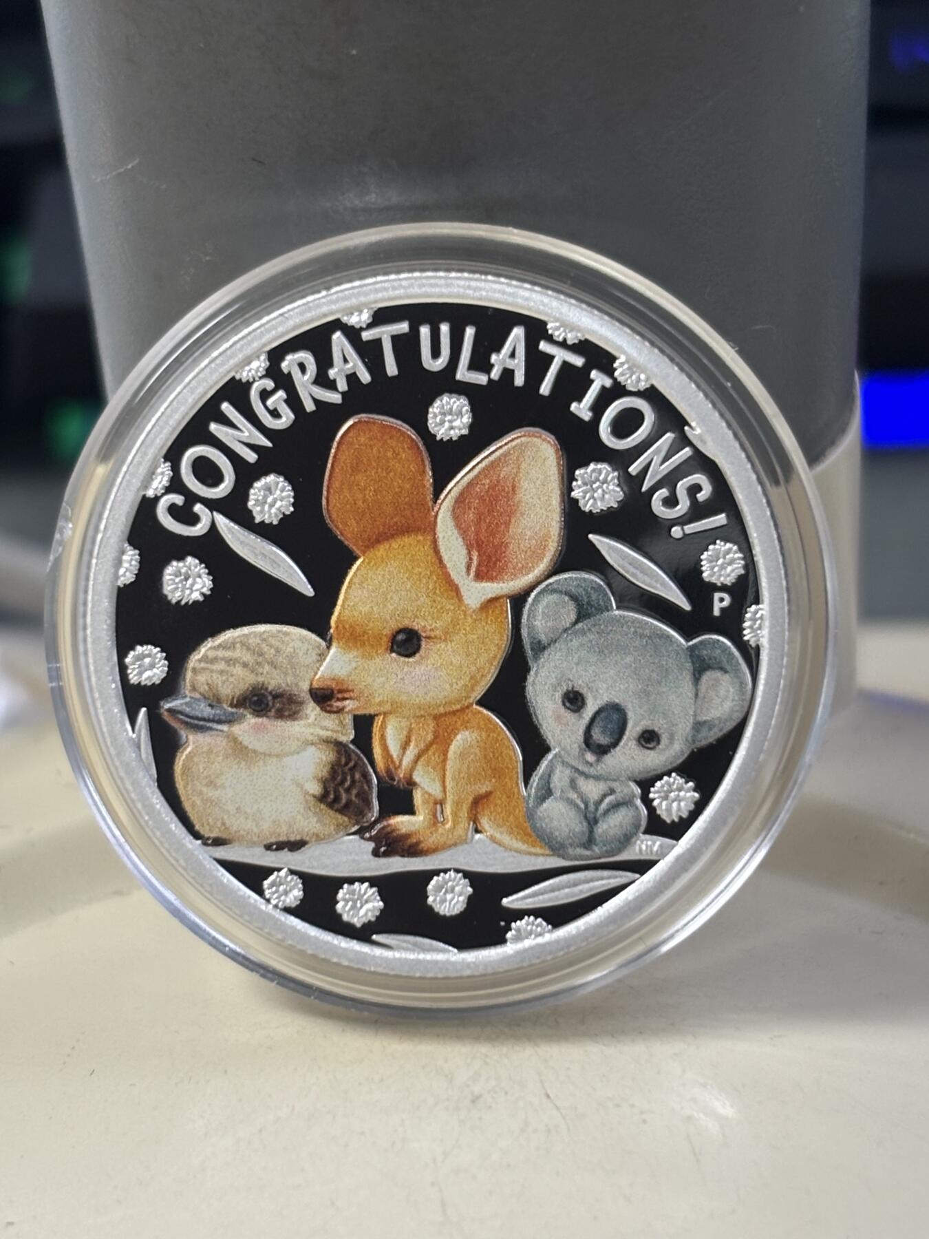 第182期拍卖 澳大利亚2023年新生宝宝半盎司彩色纪念银币，1/2盎司，9999银