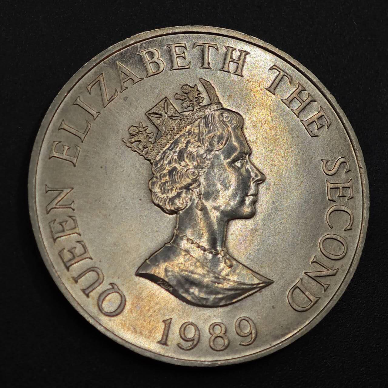 【淘币小摊】实时拍第八百零一拍   散币场   满百包邮可预留二周 每周一统一发货   泽西岛1989年女王访问2镑纪念币