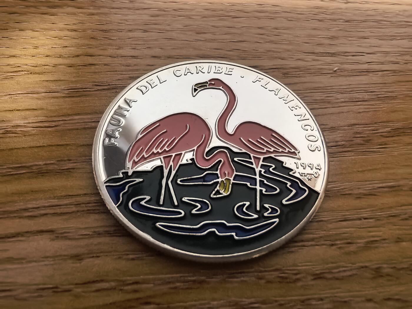 长老汇蛇年精选第七十五场拍卖 1994古巴珐琅质彩色火烈鸟10比索精制银币，20克999银