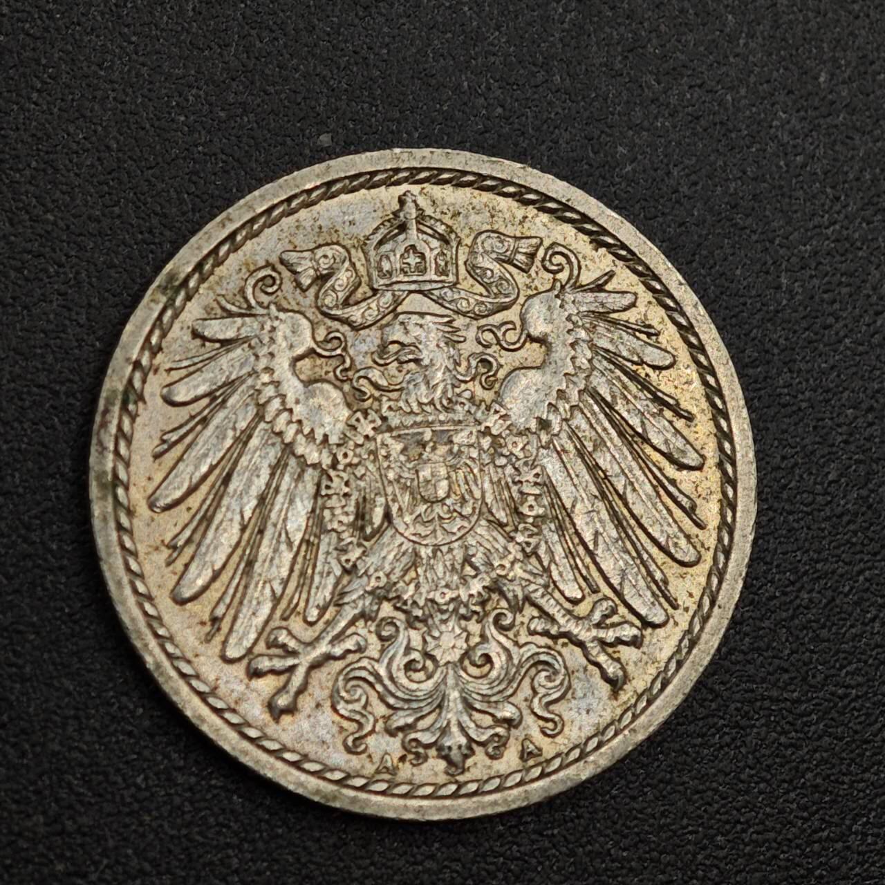 【淘币小摊】实时拍第八百零一拍   散币场   满百包邮可预留二周 每周一统一发货   德国1911年5芬妮镍币