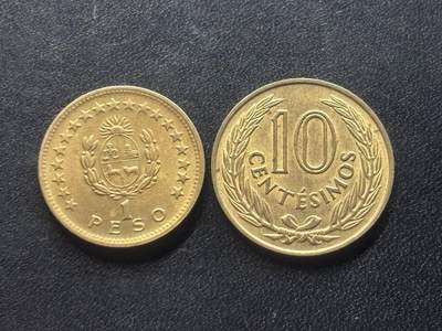 邮泉阁限时拍卖第三十六场 美洲硬币专场（硬币在国外。请付邮费6元。） - 乌拉圭1960年代2枚