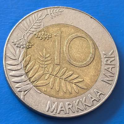 外国优质老铜币银币，周六九点倒数截拍，满百包邮，可寄存半年，喜欢朋友微信扫描二维码可直接参拍 - 芬兰走地鸡10马克双色币