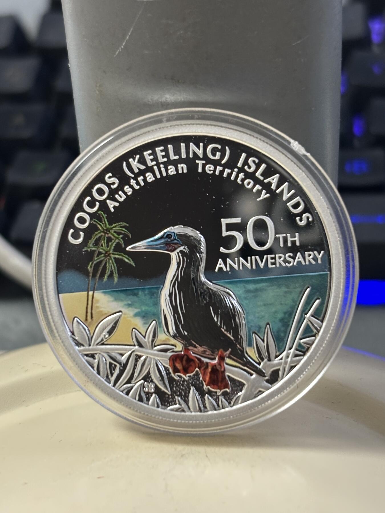 第182期拍卖 澳大利亚2005年基林科科斯领地50周年彩色银币，999银，1盎司