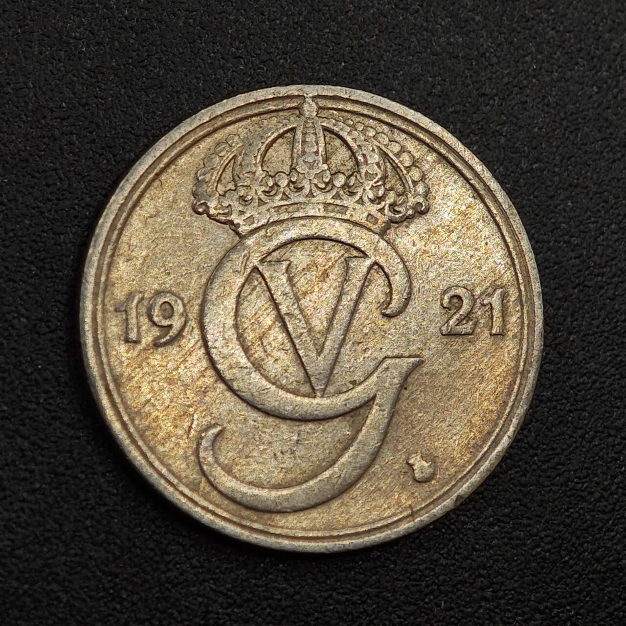 【淘币小摊】实时拍第八百零一拍   散币场   满百包邮可预留二周 每周一统一发货   瑞典1921年25欧尔镍币