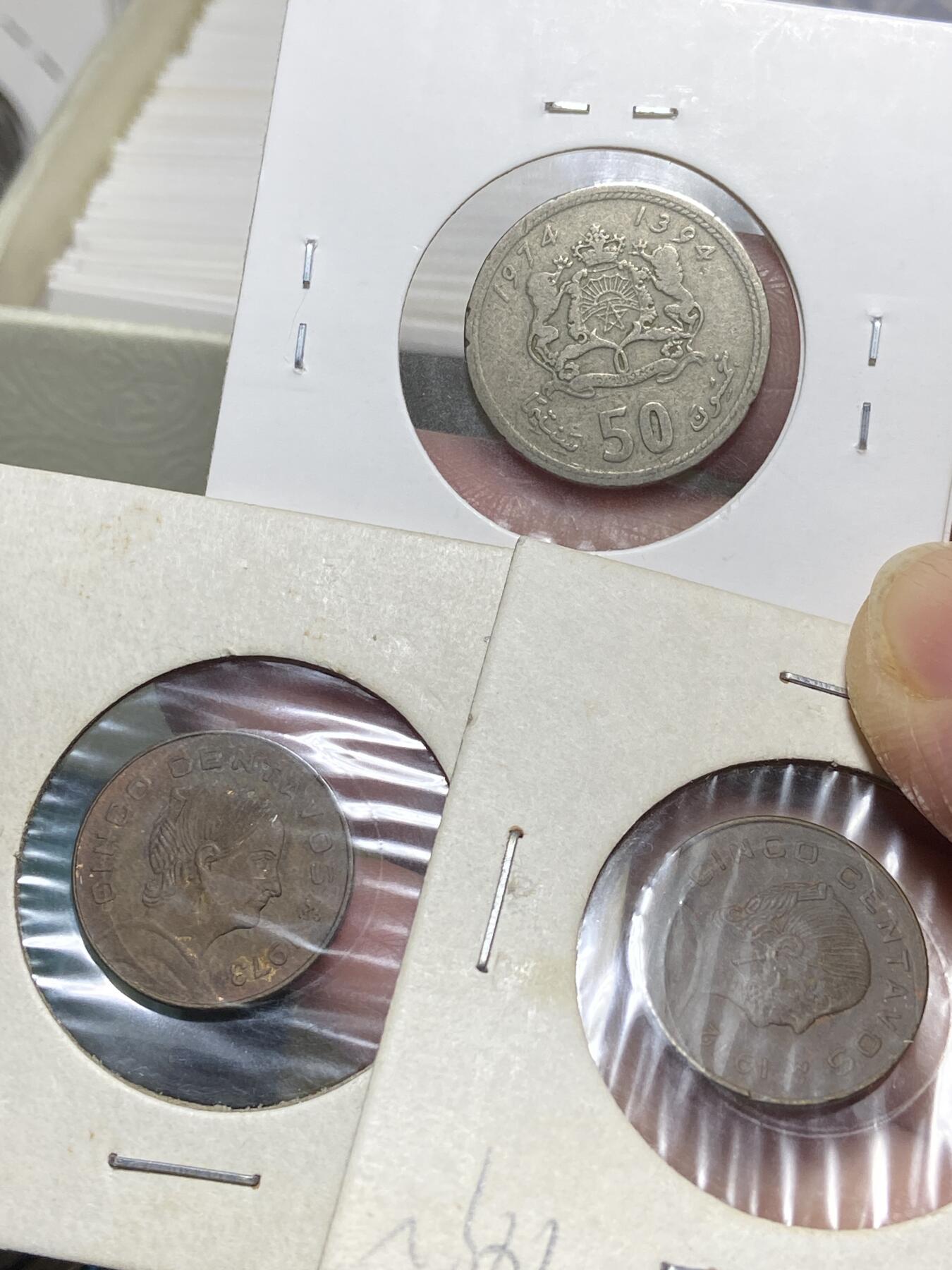 2025年第一百三十一场(总第一百五十七场）外国好品纸夹散币场(免佣金) 散币3枚：1974年50，墨西哥🇲🇽1976年1972年5分