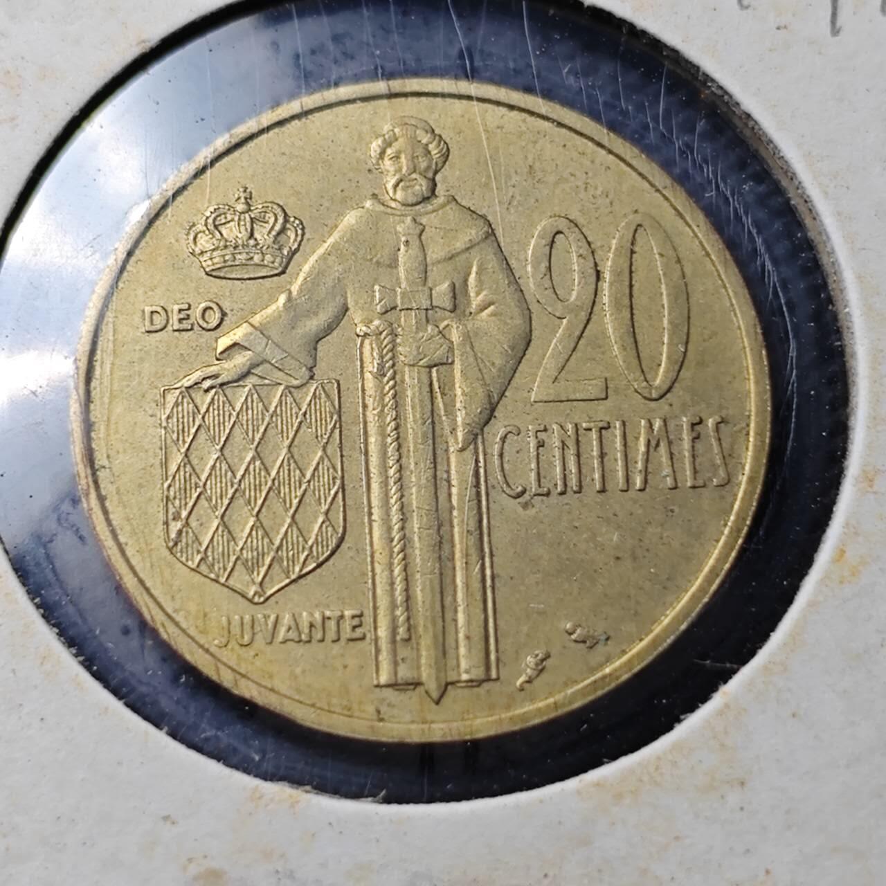 KK钱币收藏小铺  第374场  2月预留时间 周末发货  1962摩纳哥20分