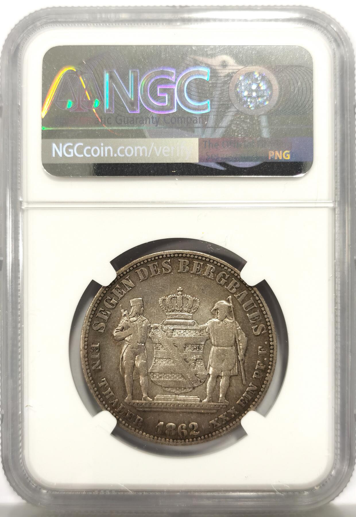 博洋堂世界钱币拍卖第147期（全场包邮） NGC VF 德国萨克森1862年矿业纪念1泰勒