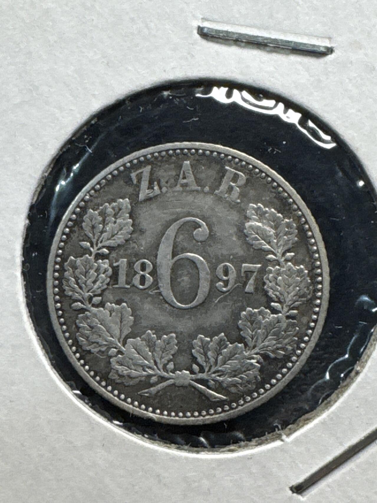 ❤️【币观天下】❤️ 第331期钱币拍卖- 2025.11.21周五晚上6点半场-长期征集拍品 德兰士瓦1897年6便士银币