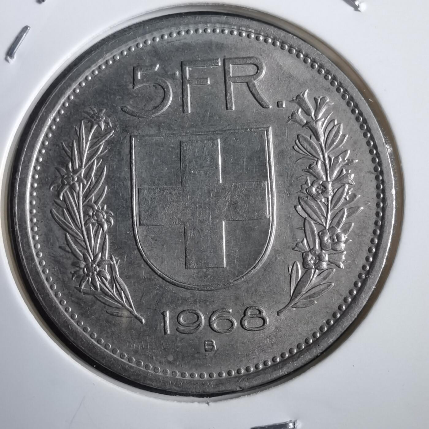 沼泽如烟--第908场 瑞士1968年5法郎