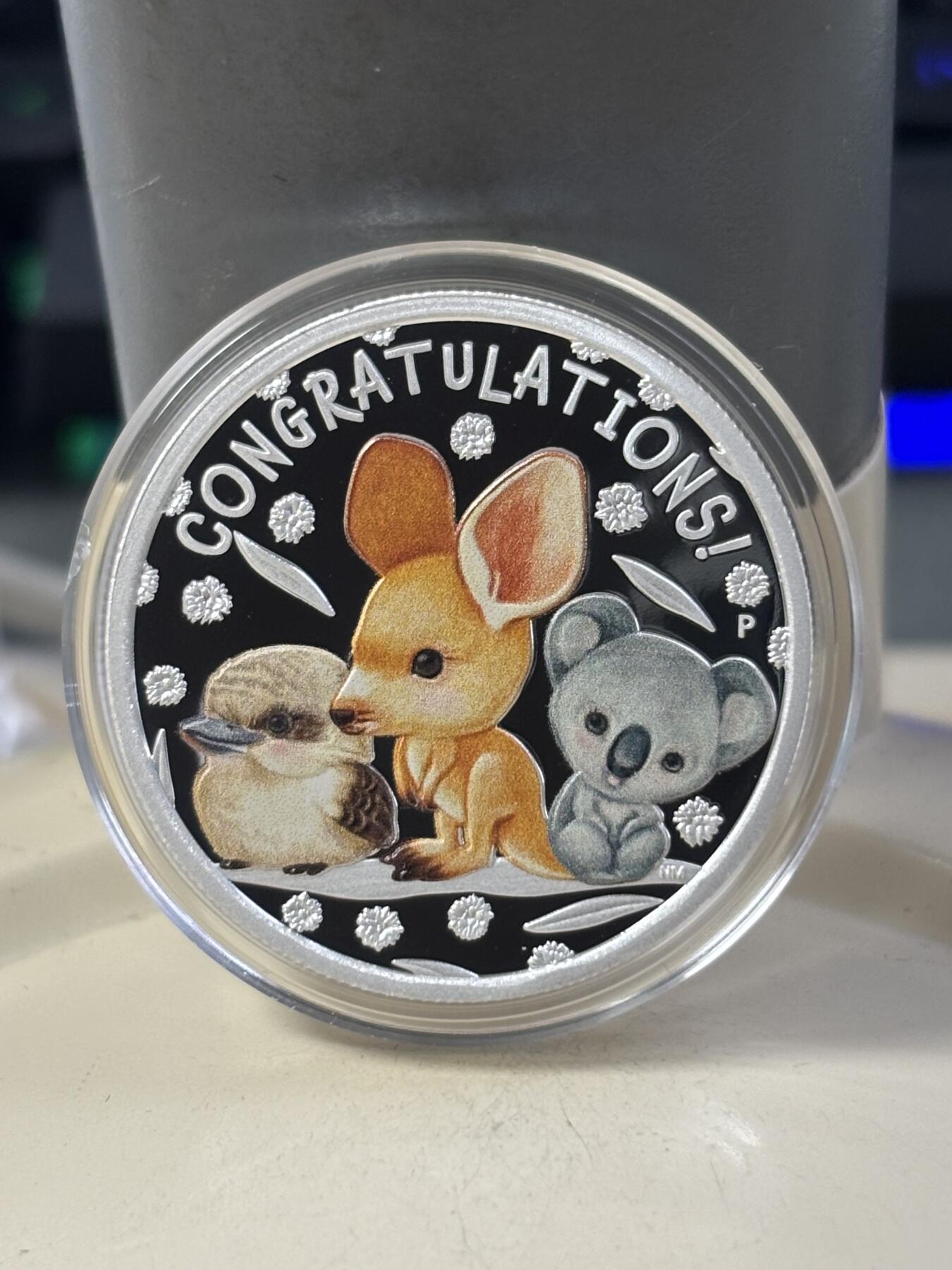 第182期拍卖 澳大利亚2023年新生宝宝半盎司彩色纪念银币，1/2盎司，9999银