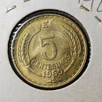KK钱币收藏小铺  第374场  2月预留时间 周末发货 -  1969智利5分铜币 好品