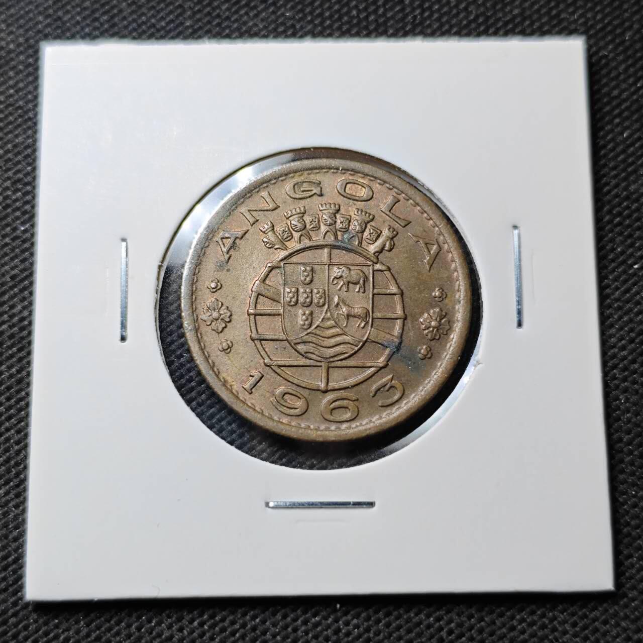 KK钱币收藏小铺  第374场  2月预留时间 周末发货  1963葡属安哥拉1埃斯库多铜币