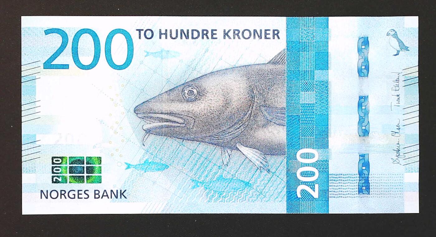 世界靓号纸钞第七十八期 2016年挪威200克朗 新版咸鱼 全新UNC