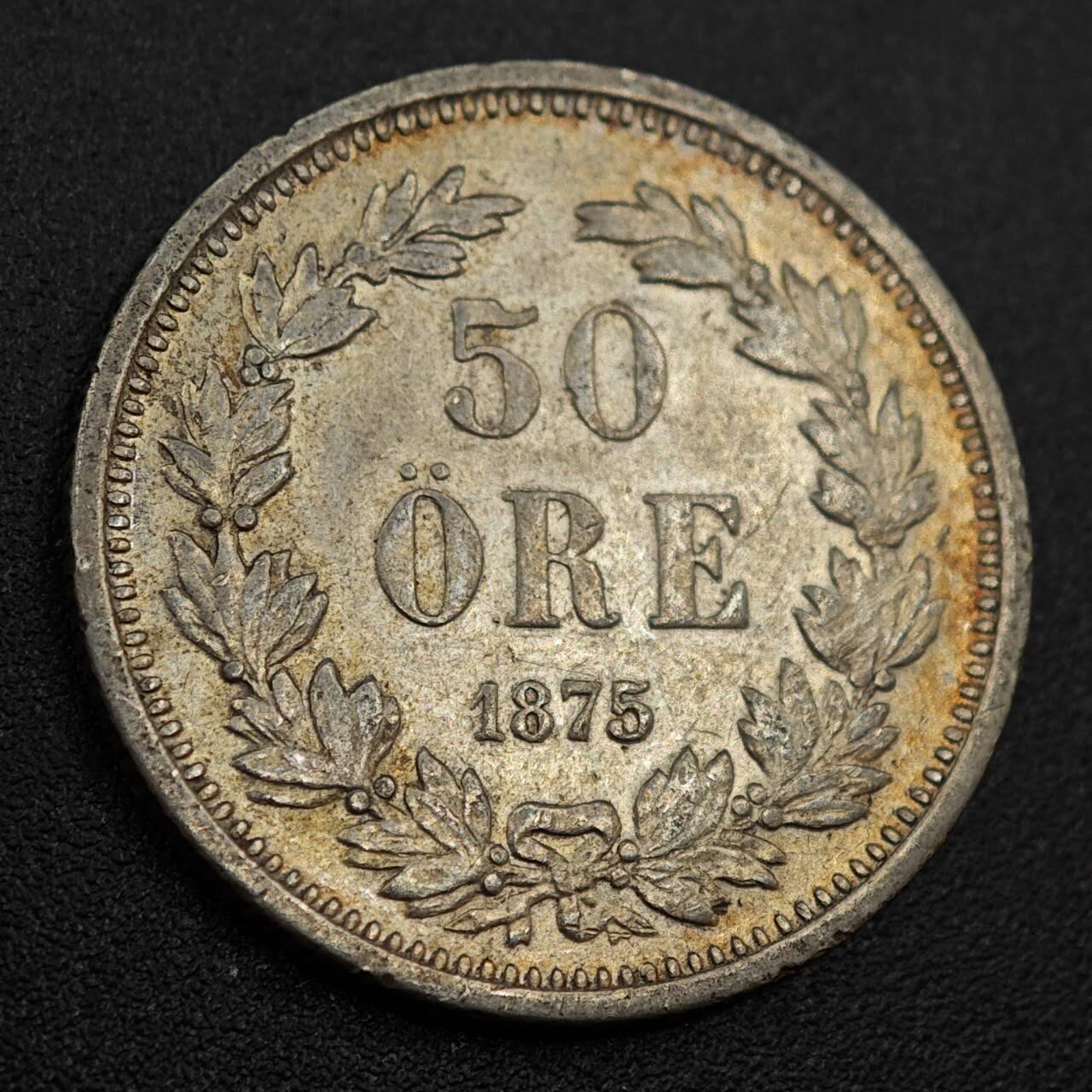 【淘币小摊】实时拍第八百零一拍   散币场   满百包邮可预留二周 每周一统一发货   瑞典1875年50欧尔银币