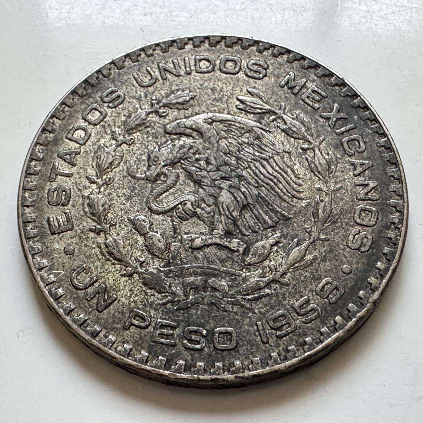 🌹外币初藏🌹🐯2025年第130场  每周二四六晚8️⃣点 接代拍 墨西哥1959年1比索低银大银币