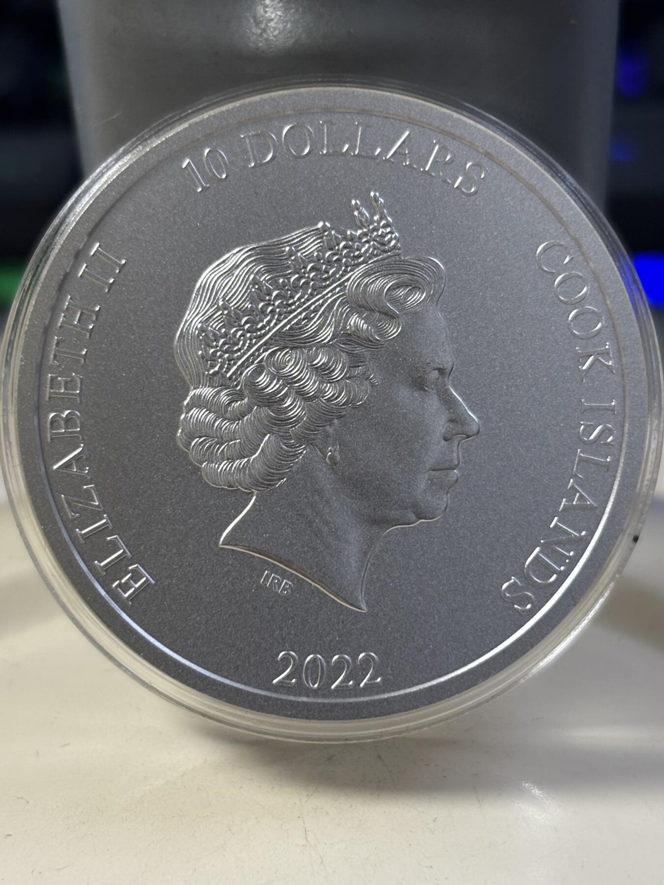 第182期拍卖 库克群岛2022年超高浮雕岩石2盎司纪念银币，999银，发行量1777枚